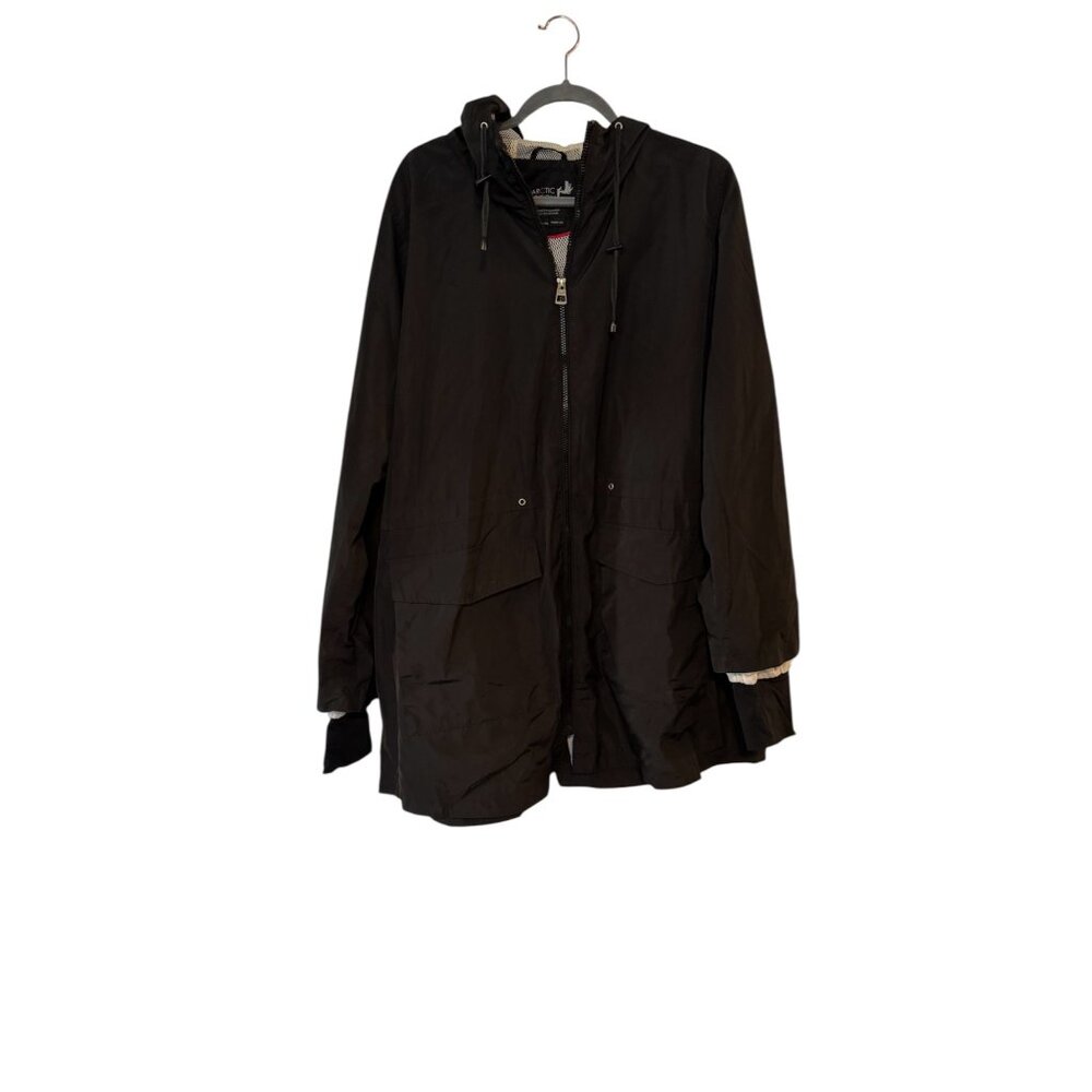 Arctic Expedition Black Hooded Jacket XL Mens Raincoat Drawstring